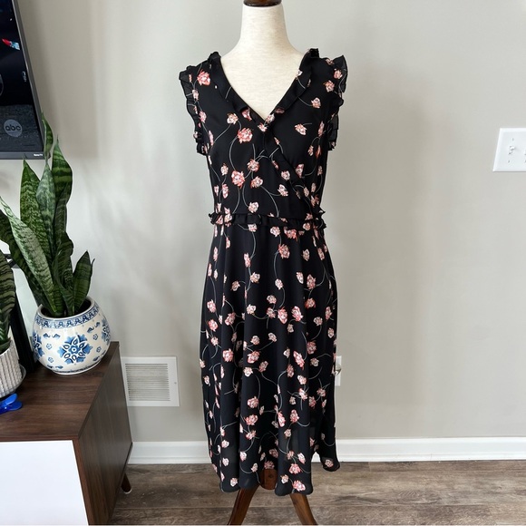 Who What Wear Floral Ruffle MIDI Dress - Picture 1 of 8